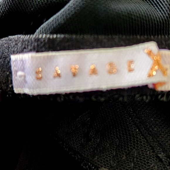 Savage X Fenty Flocked Logo Unlined Demi Bra Black Mesh Size 36DD Gold Hardware - Picture 9 of 11